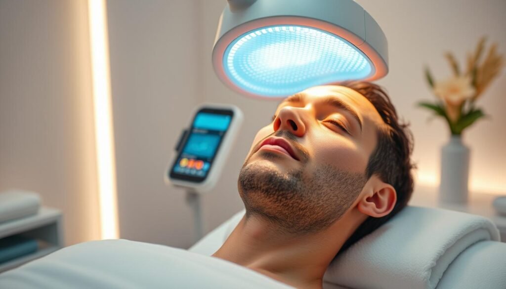 Generate an image of a male client undergoing Oligio X 原美電波 therapy Generate an image of a male client undergoing Oligio X 原美電波 therapy