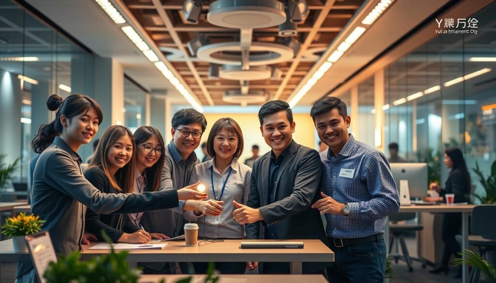 Generate an image representing 優塔娛樂城's corporate culture Generate an image representing 優塔娛樂城's corporate culture