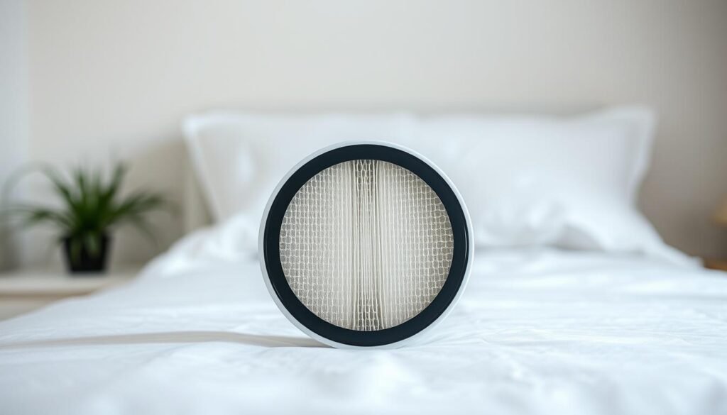 A crisp, high-resolution image of an iCareCPAP sleep apnea machine filter. The filter is prominently displayed in the center, showcasing its intricate design and construction. The filter is meticulously detailed, with visible pores and a sturdy, durable frame. The background is softly blurred, emphasizing the filter as the focal point. The lighting is natural and evenly distributed, creating a clean, clinical atmosphere. The angle is slightly elevated, providing a clear, unobstructed view of the filter's features. The overall impression is one of quality, reliability, and attention to detail - highlighting the filter's ability to ensure optimal air quality and a restful, rejuvenating sleep experience. A crisp, high-resolution image of an iCareCPAP sleep apnea machine filter. The filter is prominently displayed in the center, showcasing its intricate design and construction. The filter is meticulously detailed, with visible pores and a sturdy, durable frame. The background is softly blurred, emphasizing the filter as the focal point. The lighting is natural and evenly distributed, creating a clean, clinical atmosphere. The angle is slightly elevated, providing a clear, unobstructed view of the filter's features. The overall impression is one of quality, reliability, and attention to detail - highlighting the filter's ability to ensure optimal air quality and a restful, rejuvenating sleep experience.